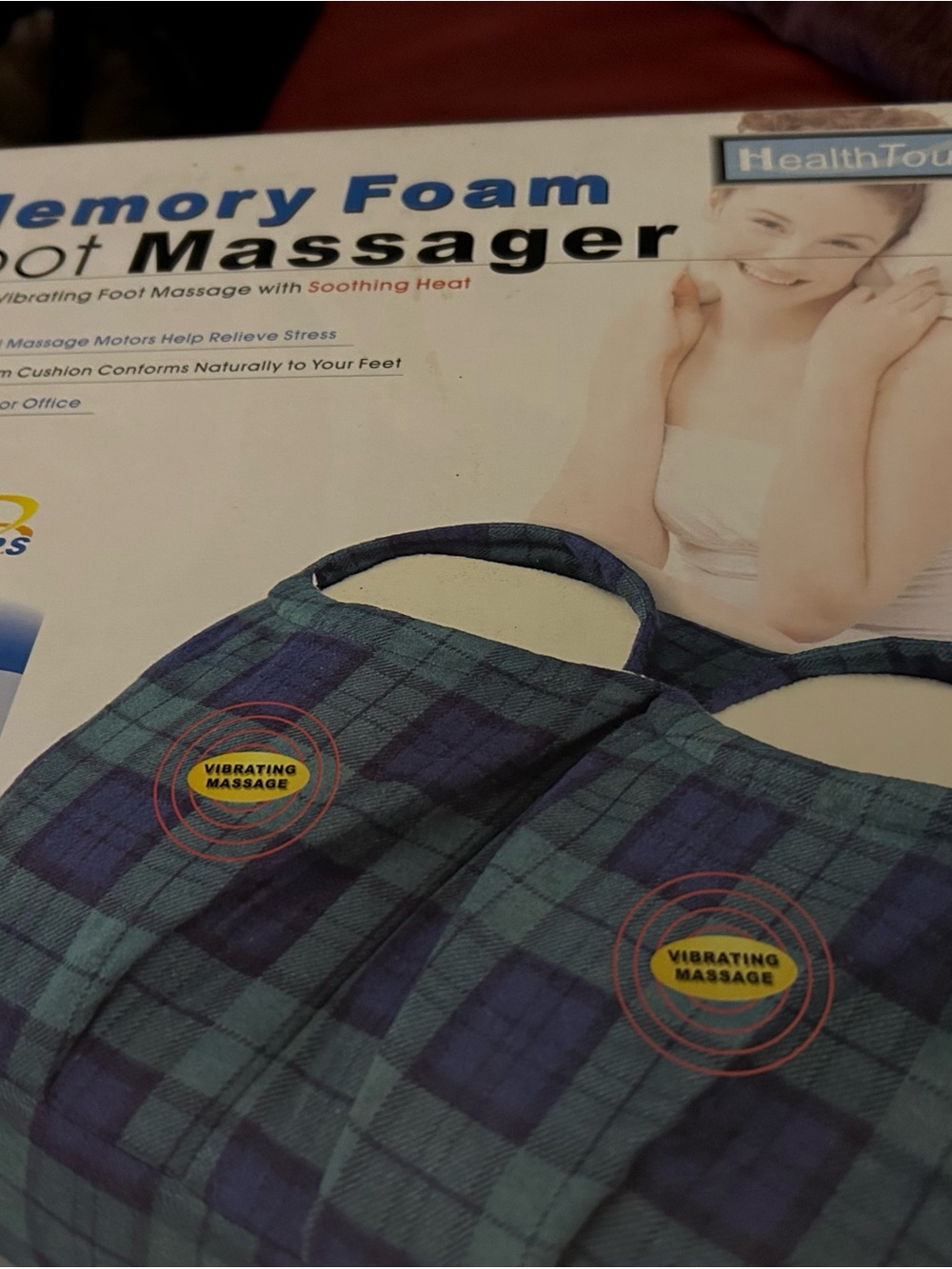 Memory Foam Foot Massager - Green Plaid.
